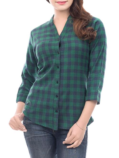 green cotton check shirt - 14650484 - Very Small Image - 1