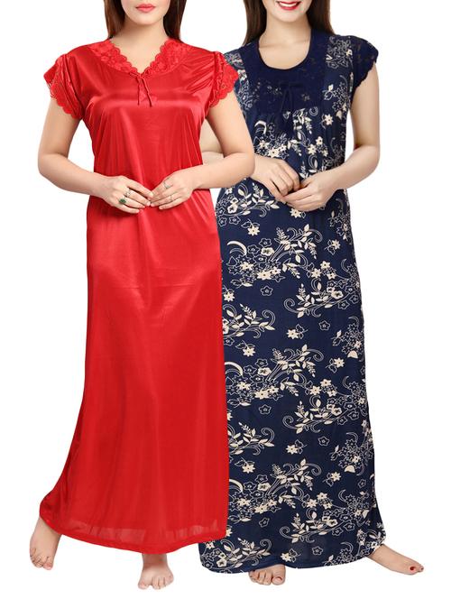 set of 2 multi colored satin gowns - 14652424 - Very Small Image - 1