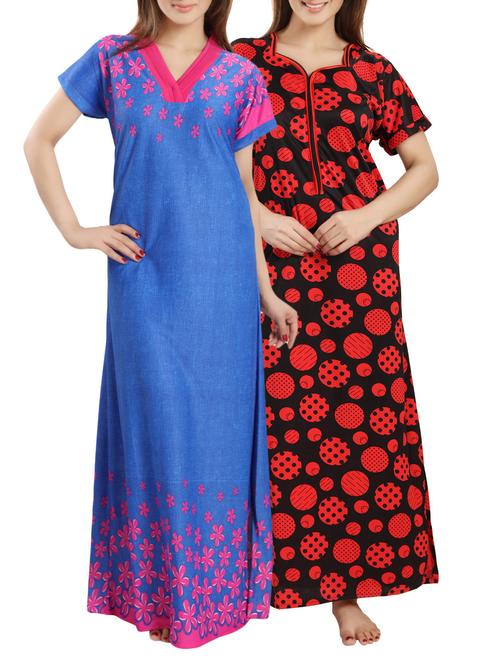 set of 2 multi colored night wear gowns - 14652432 - Very Small Image - 1