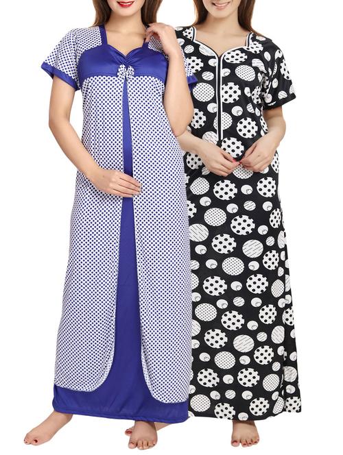 set of 2 multi colored night wear gowns - 14652440 - Very Small Image - 1