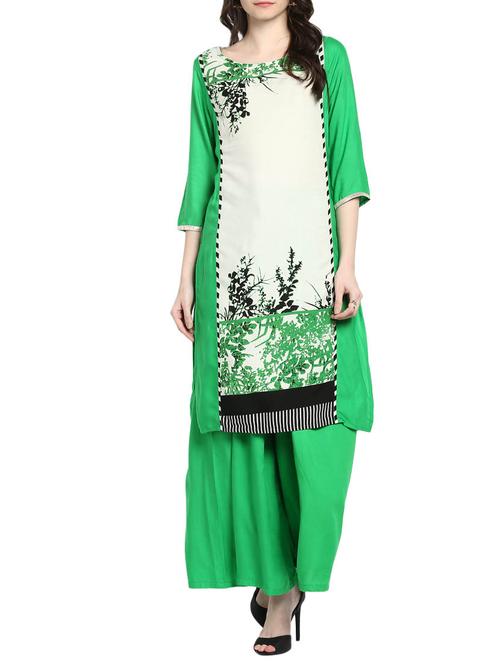 green rayon straight kurta - 14652682 - Very Small Image - 1