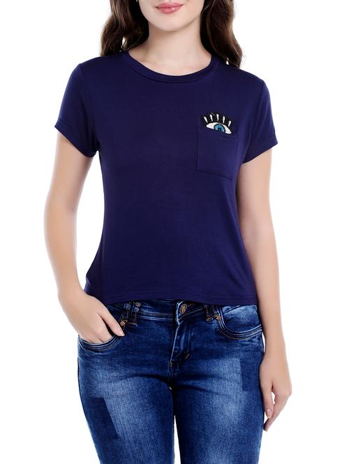 embroidered patch pocket detail tee - 14654278 - Very Small Image - 1