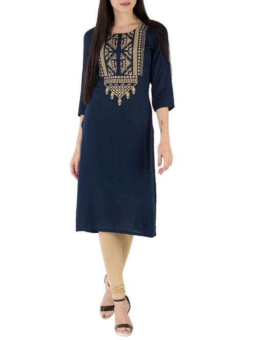 embroidered straight kurta - 14655276 - Very Small Image - 1
