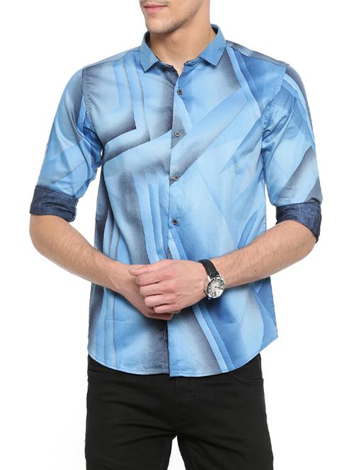 blue cotton casual shirt - 14655607 - Very Small Image - 1