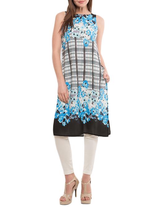 sky blue synthetic straight kurta - 14656497 - Very Small Image - 1