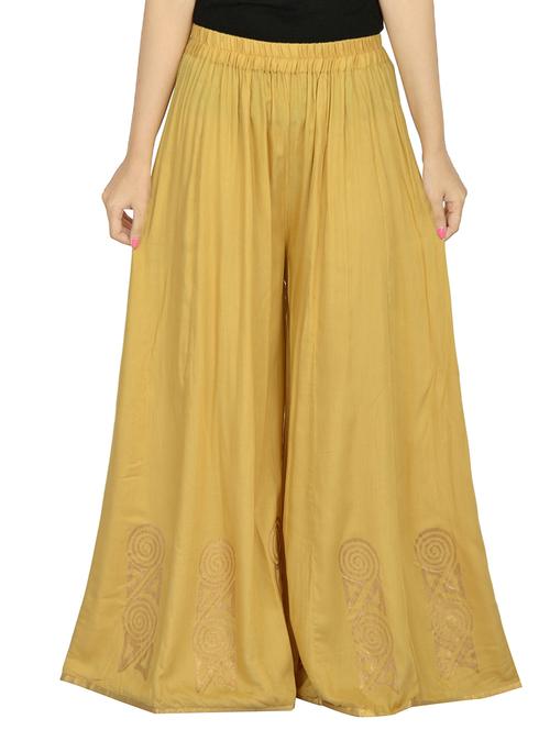 beige rayon straight palazzo - 14657540 - Very Small Image - 1