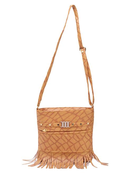 tan leatherette regular sling bag - 14658530 - Very Small Image - 1