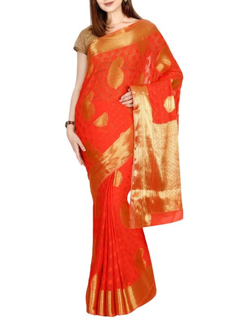 the chennai silks georgette zari woven saree with blouse - 14660959 - Very Small Image - 1
