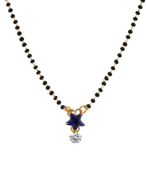 blue metal mangalsutra pendant with chain - 14661635 - Very Small Image - 1