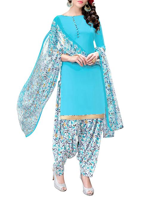 floral printed unstitched patiyala suit - 14662156 - Very Small Image - 1