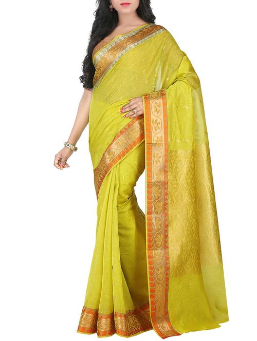 yellow art silk woven saree - 14663384 - Very Small Image - 1