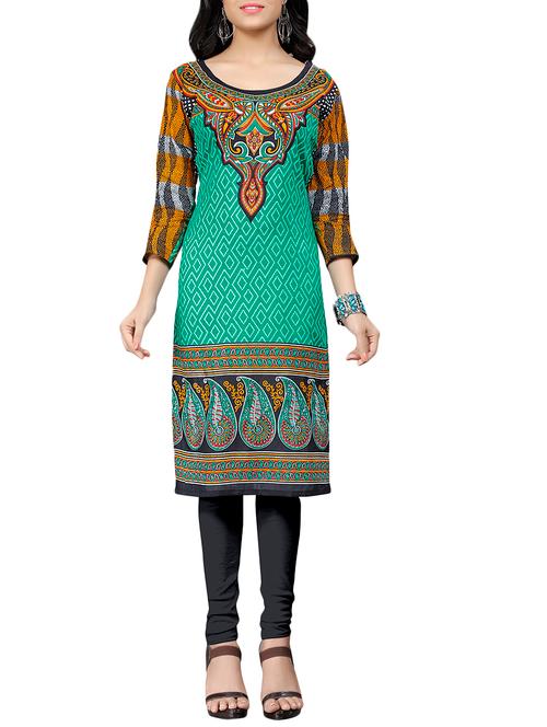 green cotton printed unstitched set - 14663636 - Very Small Image - 1