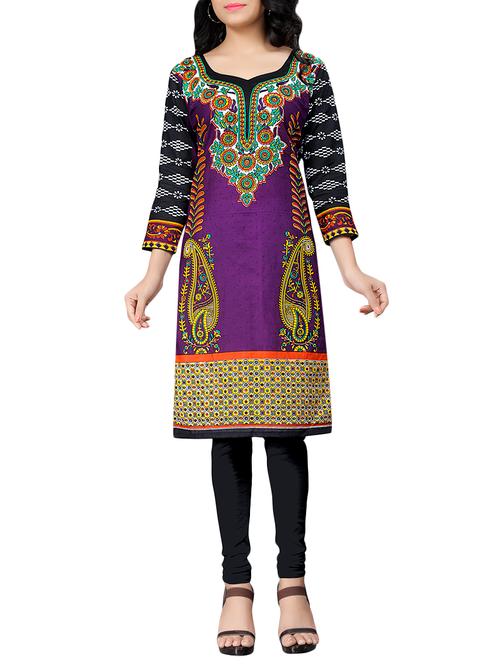 purple cotton printed unstitched set - 14663644 - Very Small Image - 1
