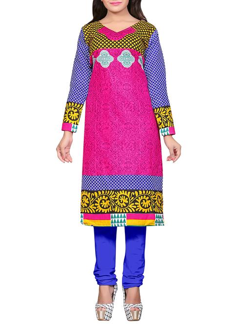pink cotton printed unstitched set - 14663717 - Very Small Image - 1