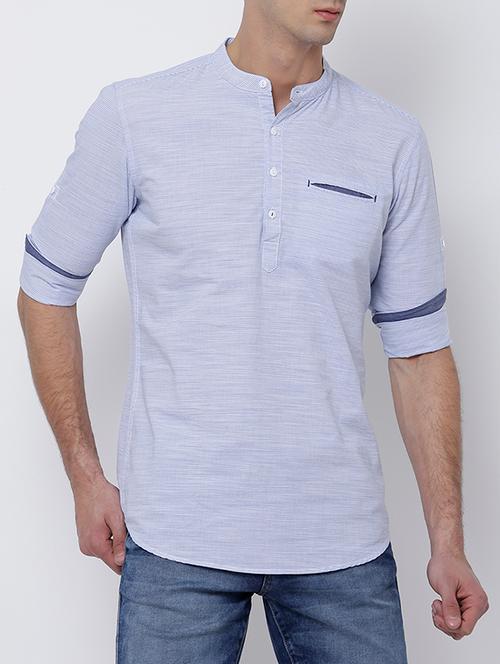 blue cotton short kurta - 14664089 - Very Small Image - 1