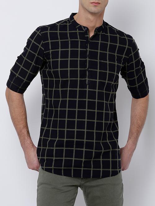 black cotton short kurta - 14664091 - Very Small Image - 1