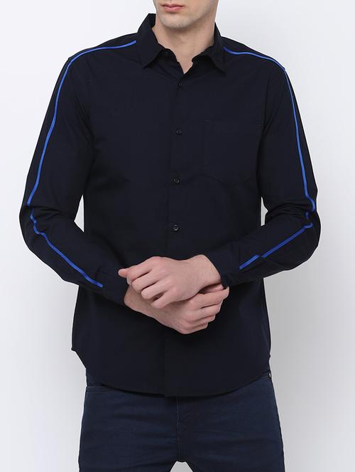 dark blue cotton casual shirt - 14664126 - Very Small Image - 1