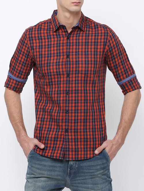 orange cotton casual shirt - 14664219 - Very Small Image - 1