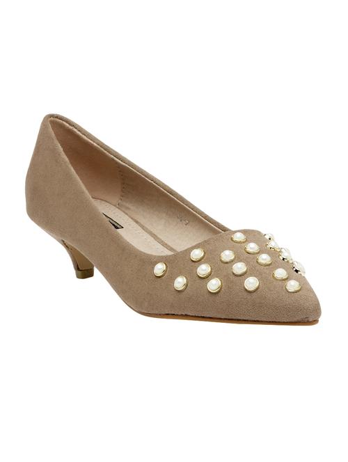beige suede slip on pumps - 14664645 - Very Small Image - 1