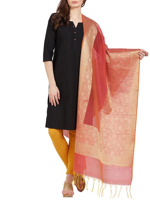 red chanderi woven dupatta - 14665408 - Very Small Image - 1