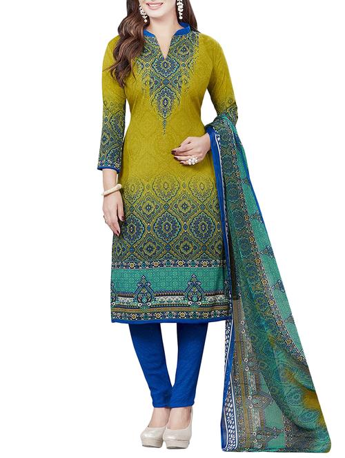 multi colored churidaar suit unstitched suit - 14665481 - Very Small Image - 1
