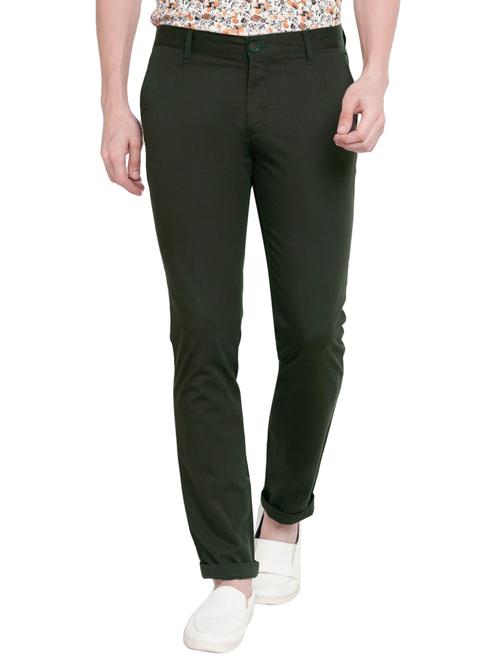green cotton blend chinos casual trousers - 14666337 - Very Small Image - 1