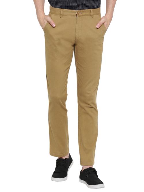 beige cotton blend chinos casual trousers - 14666346 - Very Small Image - 1