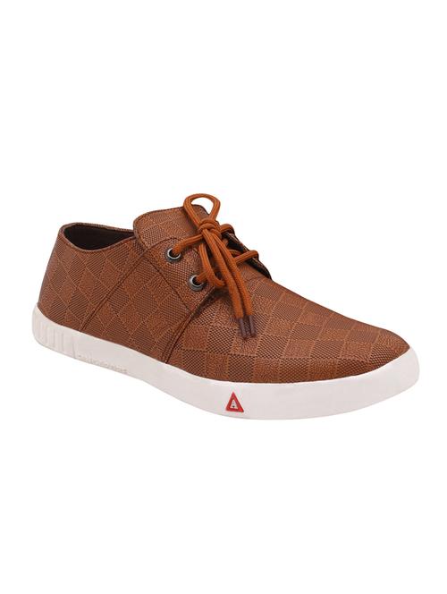 tan leatherette lace up sneaker - 14666961 - Very Small Image - 1