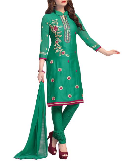 embroidered unstitched churidaar suit - 14669597 - Very Small Image - 1
