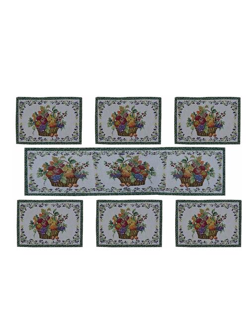 cotton ribbed table mats with table runner ( set of 7) - 14670400 - Very Small Image - 1