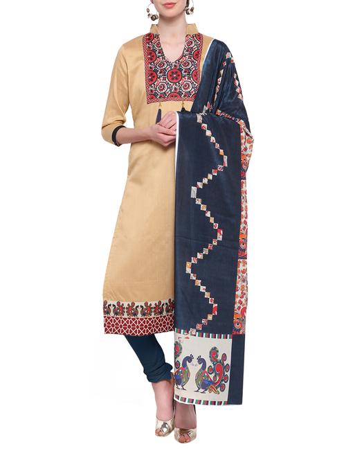 printed unstitched churidaar suit - 14671851 - Very Small Image - 1