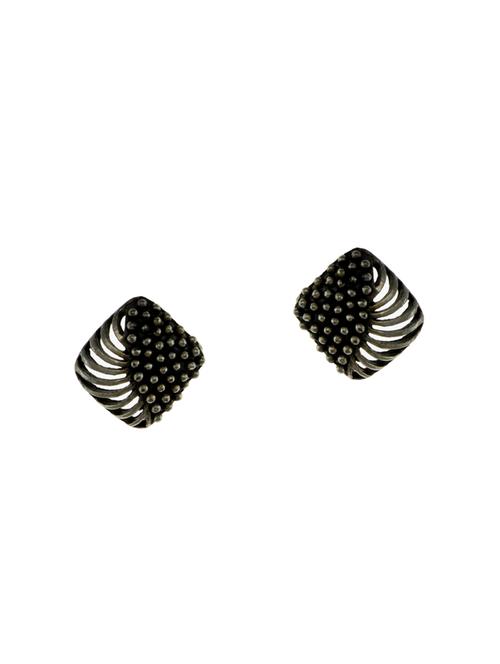 Black metal studs earrings - 14671901 - Very Small Image - 1