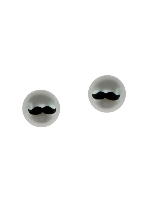 white metal studs earrings - 14671905 - Very Small Image - 1