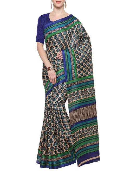 blue art silk bhagalpuri saree with blouse - 14671989 - Very Small Image - 1