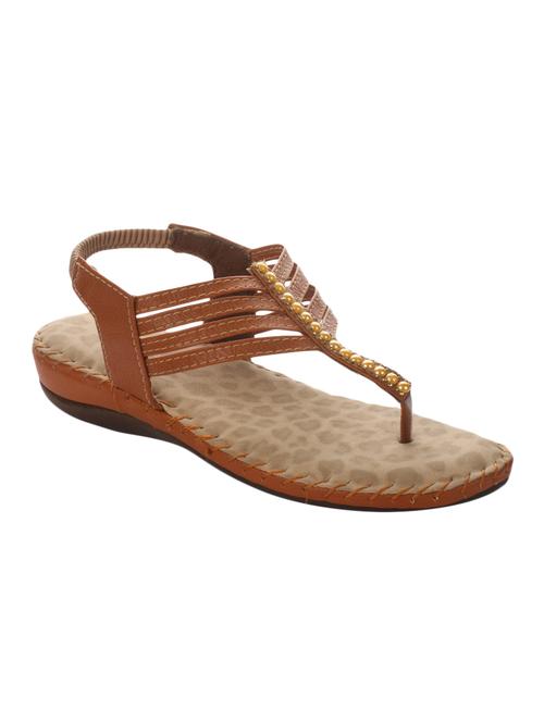 tan faux leather back strap sandals - 14671991 - Very Small Image - 1