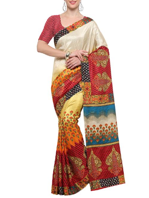 beige art silk bhagalpuri saree with blouse - 14671998 - Very Small Image - 1