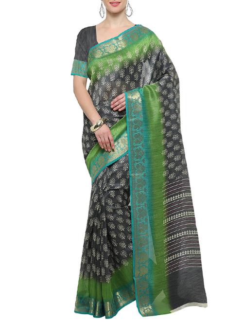 multi colored crepe printed saree with blouse - 14671999 - Very Small Image - 1