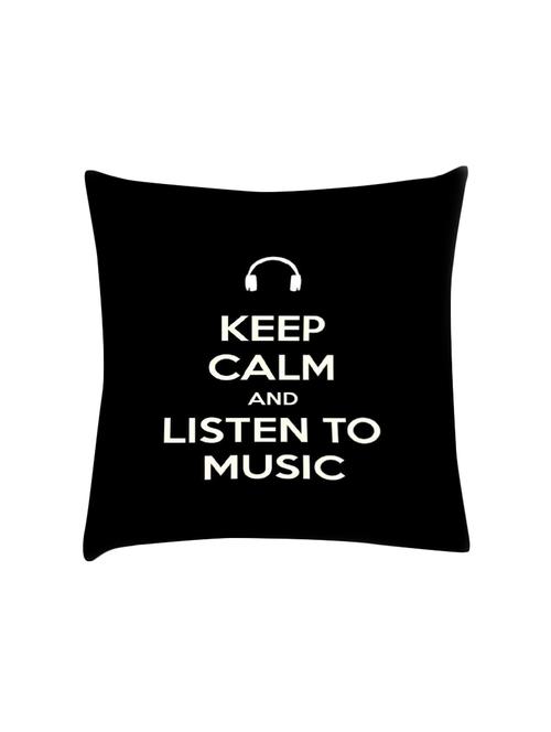 keep calm and listen to music digitally printed cushion cover 16 x 16 inch - 14673623 - Very Small Image - 1