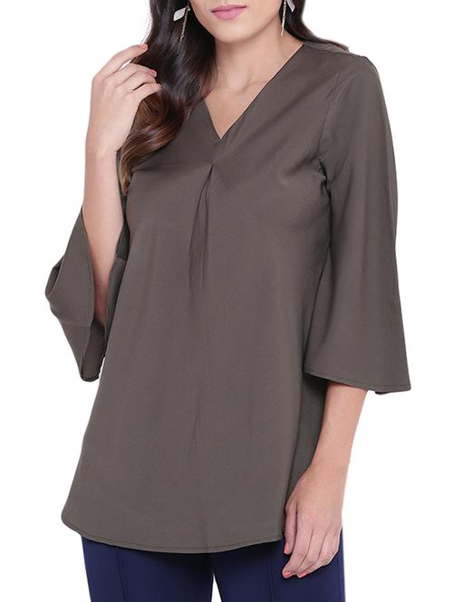 olive crepe top - 14675744 - Very Small Image - 1