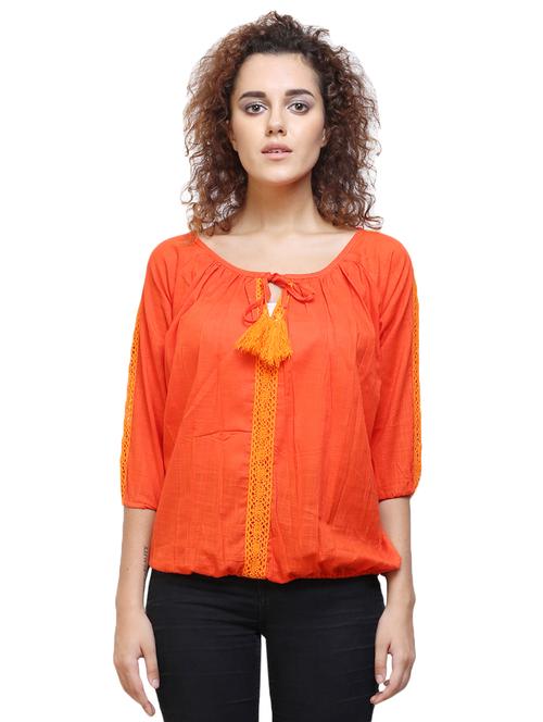 orange cotton regular top - 14676225 - Very Small Image - 1