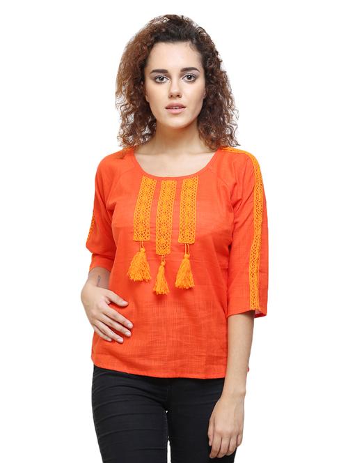 orange cotton regular top - 14676231 - Very Small Image - 1