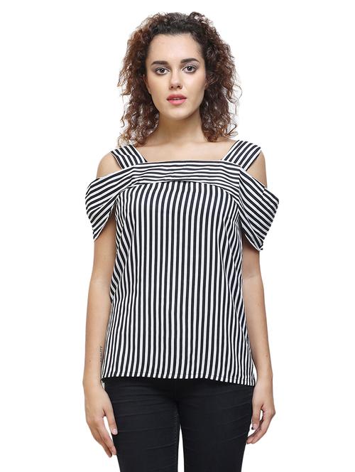 cold shoulder striped top - 14676241 - Very Small Image - 1