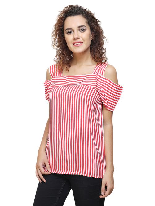 red striped cold shoulder top - 14676243 - Very Small Image - 1