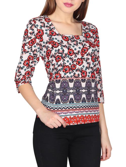 red casual printed top - 14676916 - Very Small Image - 1