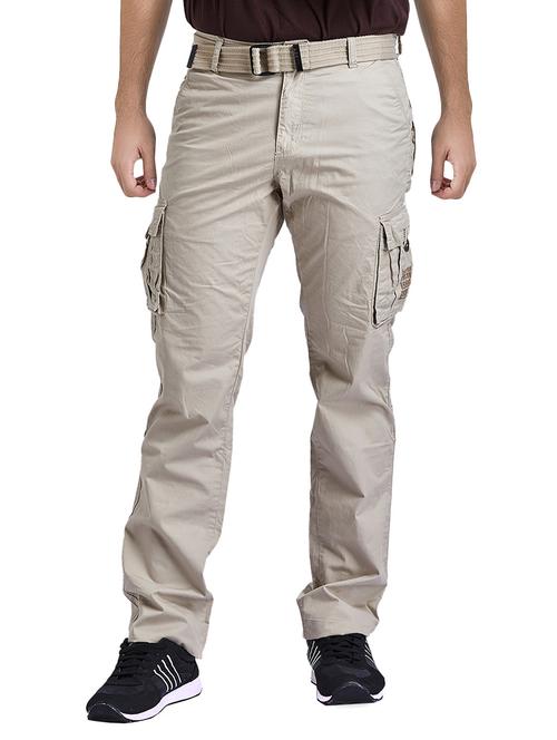 beige cotton cargos casual trousers - 14677492 - Very Small Image - 1