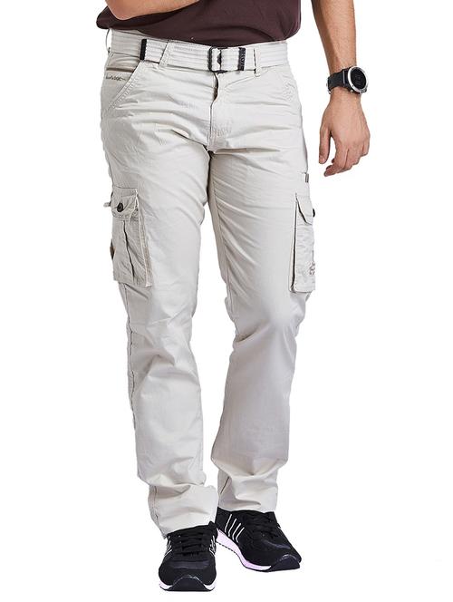 beige cotton cargos casual trousers - 14677506 - Very Small Image - 1