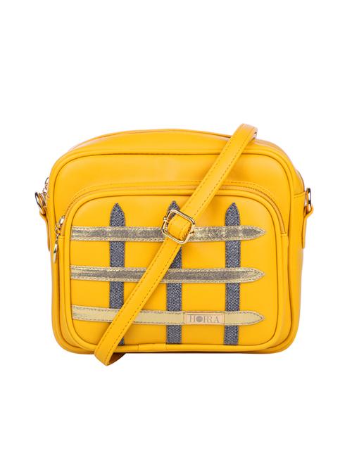 yellow leatherette regular sling bag - 14677616 - Very Small Image - 1