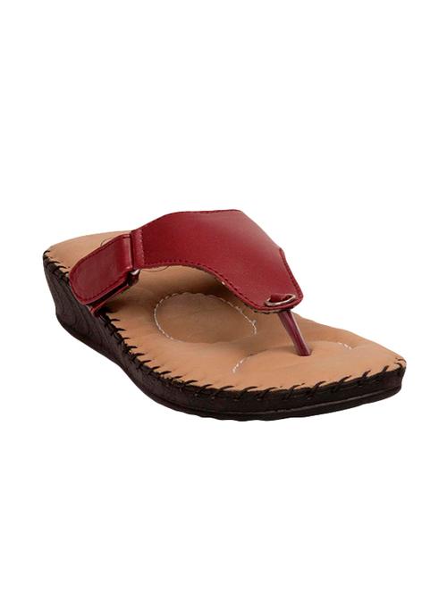 maroon leather slippers - 14677660 - Very Small Image - 1