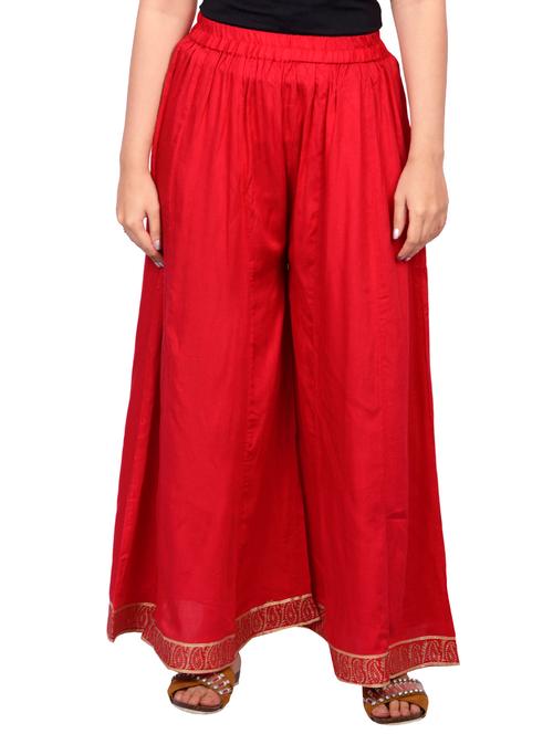 red rayon flared palazzo - 14678975 - Very Small Image - 1