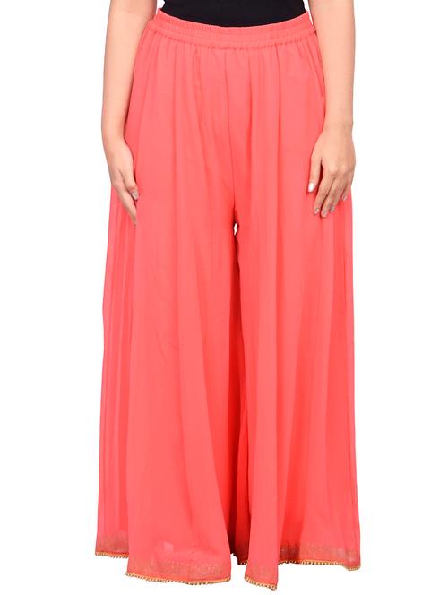 orange georgette flared palazzo - 14678985 - Very Small Image - 1